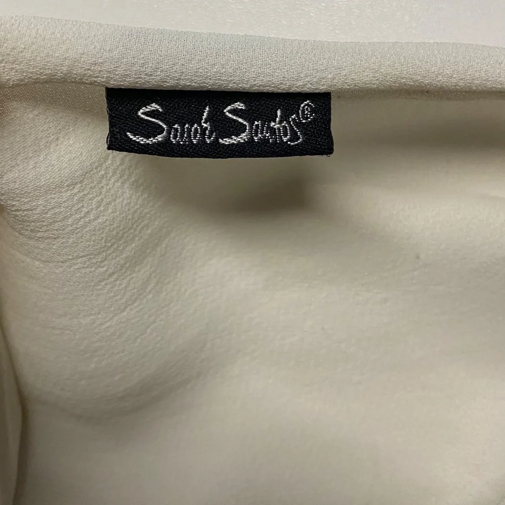 Sarah Santos Cream Wide Leg with Cuffs Pants Sz S - Picture 9 of 9